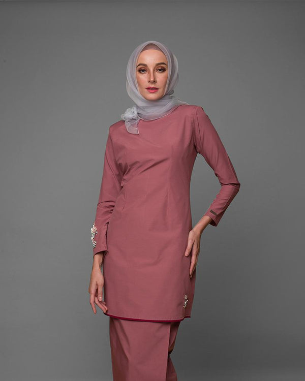 Baju Kurung Moden Iris - Dusty Pink