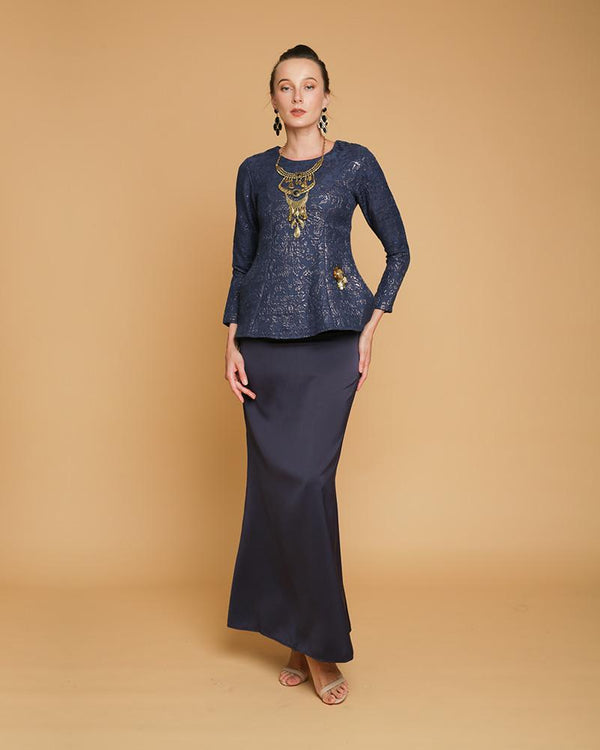 Camellia Luxe Peplum Dark Blue